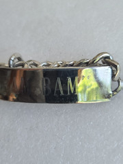 34.2g Vintage Cuban Link Sterling Silver ID Vtg Bracelet BAM-BAM Monogram 8″