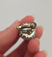 Miriam Haskell Silver-Toned with Black Beads Earrings Mid-Century Screw-Back