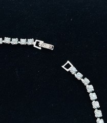 Vtg-BLUE RHINESTONE-Necklace-Choker-Ring-Bracelet-Clip-on Earrings SET