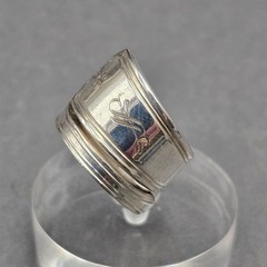 Vintage Gorham Silver Spoon Ring Size 6.5 S Monogram Statement Piece Upcycled