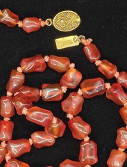 Vtg Chinese Export Sterling Silver Carnelian Necklace