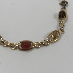 Vintage Krementz Goldtone Metal Semi Precious Gemstone Scarab Bracelet 7.5″