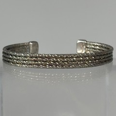Vintage Bohemian Sterling Silver 925 Italy Woven Open Cuff Bracelet 7” 13.2g