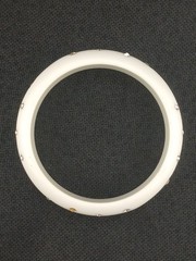1940s- 50s Milky White Flush Set Clear stones Celluloid Bangle Bracelet size 8