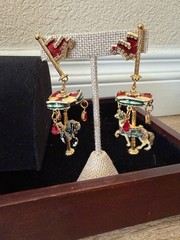 Lunch At The Ritz (LATR) Vintage Carousel Horse Set Brooch/Pendant Earrings