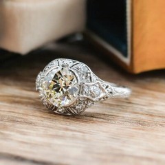 2.50CT White Round Cut Simulated Diamond Art Deco Antique Style 925 Silver Ring
