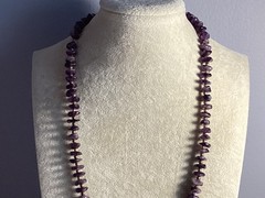 INCREDABLE AUTHENTIC NATURAL AMETHYST LARGE STONE BEAD NECKLACE MUST SEE NR