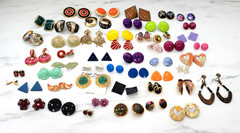 Vintage 80’s 90’s Lot 51 Costume Jewelry Earrings Chunky Bright Gold Tone Etc..