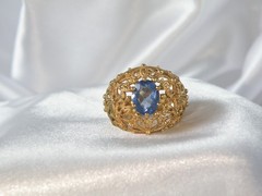 Ross Simons Sterling Silver 925 Gold on Simulated Tanzanite Filigree Ring Size 6