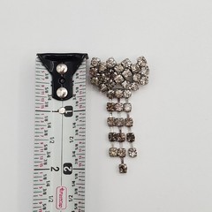 VTG Bow Brooch 2.25in Silver Tone Brilliant Crystal Dangling Rhinestone Estate