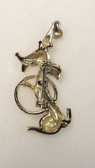 Dog Dachshund Jumping Through Hoop Circus Vintage Brooch Pin Pendant No Brand
