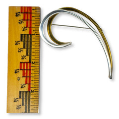 Taxco Brooch Sterling Silver 925 Brass Silver Gold Vintage Mexico Swoop Pin