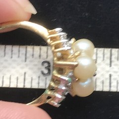 Vintage 18K HGE Gold Plated Delicate Faux Pearl & Crystals Ring varied sizes