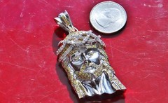 14k 585 white gold pendant 6.75ct diamond 2.70″ Jesus face charm 45.2gr C-67