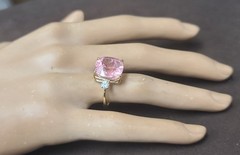 Vintage 14k Yellow Gold Engagement Ring 9.07ct. Natural Pink Tourmaline Cushion