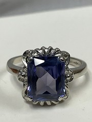 Schmitz Moore & Co. (SMCO) 10k Gold Ring, Blue-Violet Gemstone, Art Deco Era
