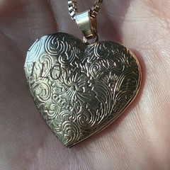 Vintage Gold Tone Heart Locket Etched Filigree Laser Engraved I Love You 80s 90s