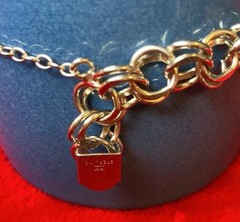 Vintage Sterling Silver Double Link Bracelet w/Locking Clasp & Safety Chain