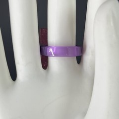Modernist Lucite Ring Pink Purple Glitter Rhinestone Sz 7.75 Chunky Post Modern