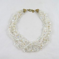 Vintage Kenneth Lane Necklace Crystal Bead Multi Strand Torsade 18″