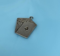 Vintage Sterling Silver Royal Flush of Spades Card Poker Vegas Game Charm 2.1g