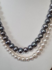 Vintage 14k White Gold Peacock Pearl & Sterling Silver Pearl Necklaces See Video