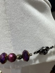 Vintage Beaded Necklace Purple Plum Crystal Faux Pearl Choker Art Deco
