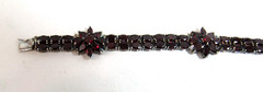 MICHELLE ALBALA 925 Sterling Silver Almandine Garnet Floral Tennis Bracelet 7″