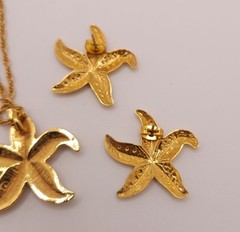 Vtg Avon Textured Starfish Necklace & Earring Set Ocean Beach Nautical
