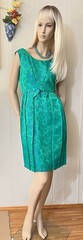 Vintage 3 Strand Peacock Green/Blue Aurora Borealis Crystal Necklace Not Signed