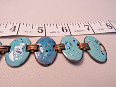 VINTAGE COPPER ENAMEL 1″ WIDE LINK BRACELET 7″ UNBRANDED DESIGNER