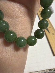 Vintage Green Jade Beads Necklace Silver Clasp 17in Untested J13