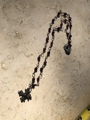 🏰 VINTAGE Garnet 925 STERLING SILVER CROSS Pattée Necklace MEDIEVAL GOTHIC 11g