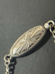 Vintage Japan Silver Pagoda Reverse Carved Opaline Glass Necklace