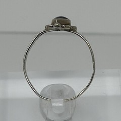 Vintage Signed Sterling Silver Marquise Onyx Flush Setting Size 7 Ring