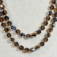 Vintage Crystal Necklace Root Beer AB Aurora Borealis 52 in Opera Length