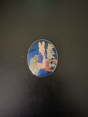 Vintage Enamel Peter Rabbit Oval Brooch Pin Gold Tone Bunny FW & CO 1992