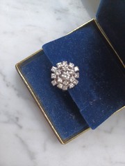 Funky 1950s Midcentury 14K White Gold Diamond Cluster Vintage Dome Cocktail Ring
