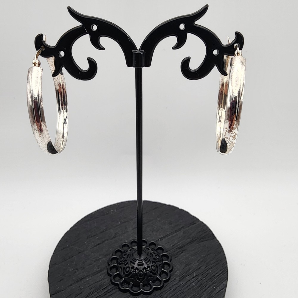 Vintage Retired Sun Day TH SU 925 Sterling Silver Hollow Hoop Earrings 7g