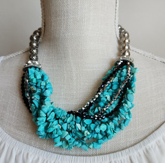 Vintage Multi-Strand Turquoise Chip Statement Necklace | 18–20″ Adjustable