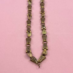 Victorian Tri-Gold Filled Book Chain Necklace Germany Pendant Ring 20.5”
