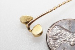 ANTIQUE GEORGIAN 15K GOLD TURQUOISE & PEARL JOINED HEARTS STICKPIN c1800