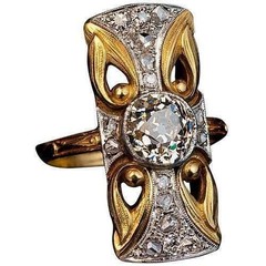White Diamond 2.30 Ct Art Deco Antique Vintage Wedding Ring 14K Yellow Gold FN