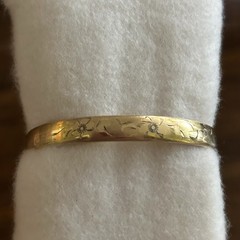 $360 Marathon 12K GF Hinged BANGLE BRACELET Engraved Flowers 12.6 Grams 8mm 7″