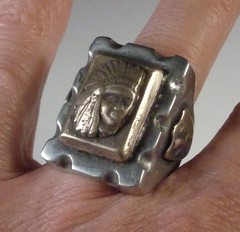 Mexican Biker Ring Native American Indian Head Warpath Vintage