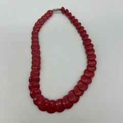 Retro Necklace Plastic Red Disc Bead Necklace Vintage Rockabilly 39cm