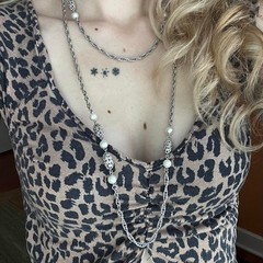 Vintage 1980s Silver Chain and Beads Pearl Long Necklace Flapper Minimalist