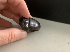 Vintage carved natural black coral skull Gothic mens womens ring size 7.5-7.75
