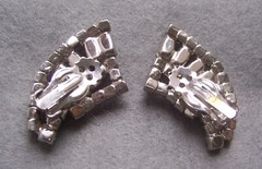 Art Deco clear rhinestone necklace and clip earrings set 1950s