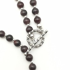 Silver Schark Handmade Sterling Silver & Garnet Toggle Necklace 20″ #98